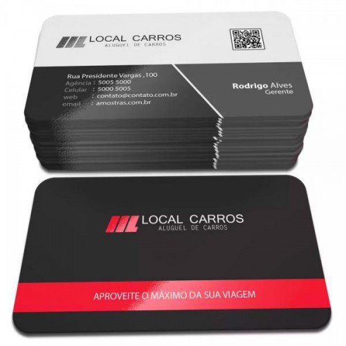 CARTÃO DE VISITA COUCHE 300G 4X0 ou 4x1 ou 4x4 cores + LAMINAÇÃO FOSCA + VERNIZ LOCALIZADO, 2 ou 4 cantos arredondados